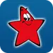 TV Movie Logo: Ein roter Comicstern mit großen Augen und lächelndem Mund ist schwarz umrandet und leuchtet vor blauem Hintergrund.